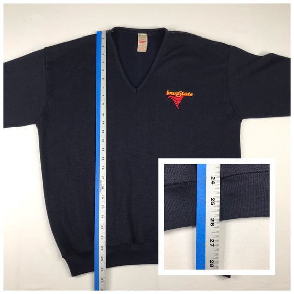 Vtg Collegiate Pacific Unisex Iowa State V-Neck Sweater Sz XL - Picture 9 of 12